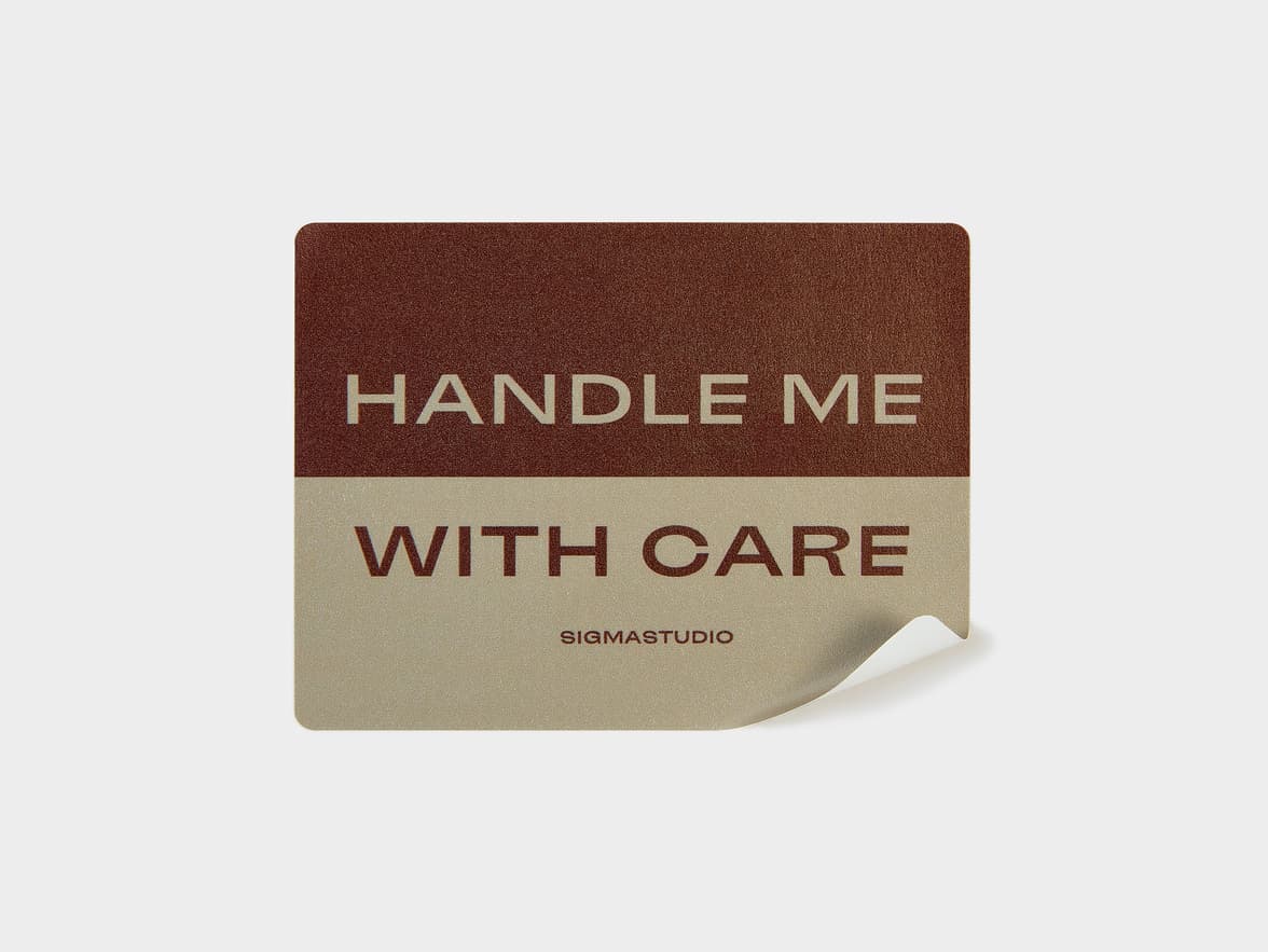A customized matte paper sticker in size 4x3.