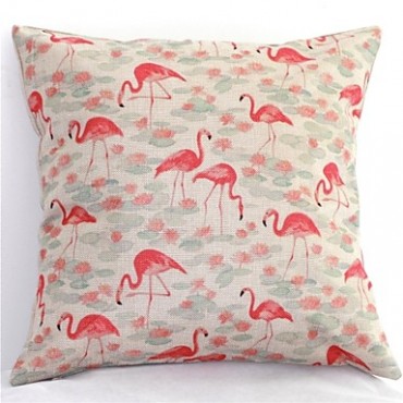 Set of 4 Flamingos &Cranes Pillowcase Sofa Home Decor Cushion Cover (17*17 inch)