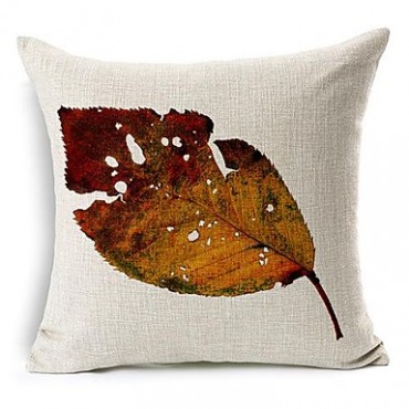 Set of 6 Autumn Leaves Cotton/Linen Decorative Pillow Covers