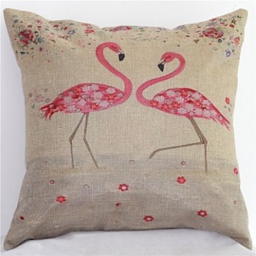 Set of 4 Flamingos &Cranes Pillowcase Sofa Home Decor Cushion Cover (17*17 inch)