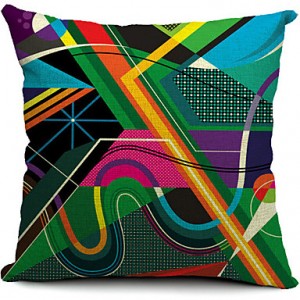 Colorful Geometric Sketch Cotton/Linen Decorative Pillow Cover