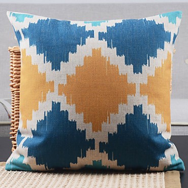 Cotton/Linen Pillow Cover , Geometric Country