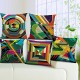 Set of 5 Colorful Geometric Cotton/Linen Decorative Pillow Cover