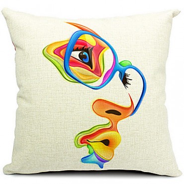 Cotton/Linen Pillow Cover , Novelty Modern/Contemporary