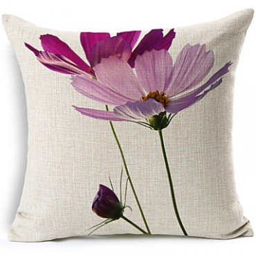 Cotton/Linen Pillow Cover , Floral Modern/Contemporary