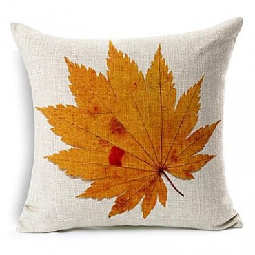 Set of 6 Autumn Leaves Cotton/Linen Decorative Pillow Covers