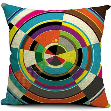 Set of 5 Colorful Geometric Cotton/Linen Decorative Pillow Cover