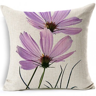 Cotton/Linen Pillow Cover , Floral Modern/Contemporary