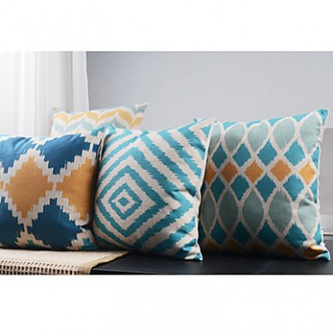 Cotton/Linen Pillow Cover , Geometric Country