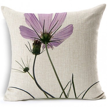 Cotton/Linen Pillow Cover , Floral Modern/Contemporary