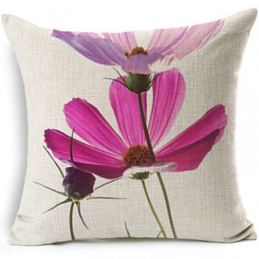 Cotton/Linen Pillow Cover , Floral Modern/Contemporary