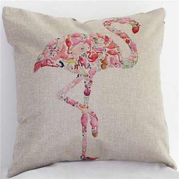 Set of 4 Flamingos &Cranes Pillowcase Sofa Home Decor Cushion Cover (17*17 inch)